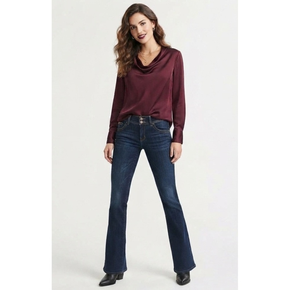 Hudson Y2K Low Rise Signature Bootcut Jeans Women 28 Dark Indigo Flap Pocket EUC